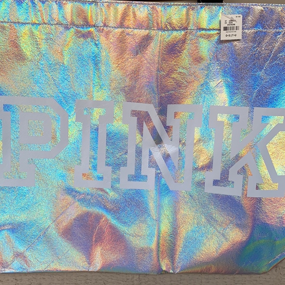 NWT VS Pink Holographic Tote - Picture 3 of 4